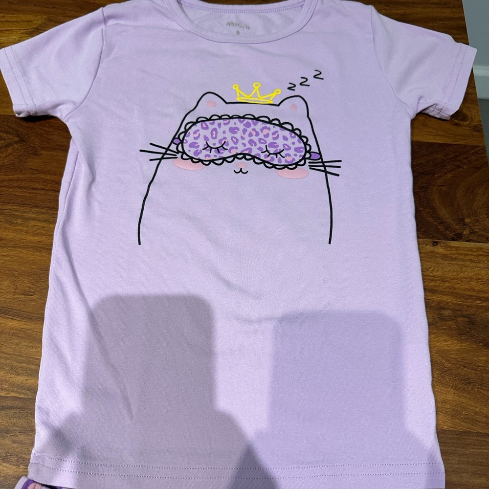 Purple Kitten pajamas for girls size 8 - Picture 2 of 4